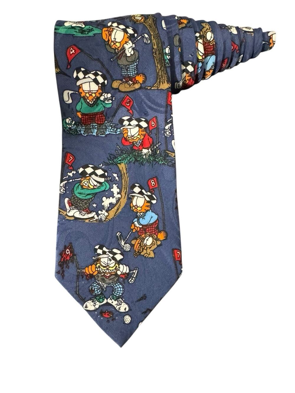 Balancine Hot cakes Garfield Golf Golfing Sports Vintage Novelty Necktie